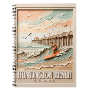 Caderno Espiral Huntington Beach Califórnia Textura Surfista Surfe