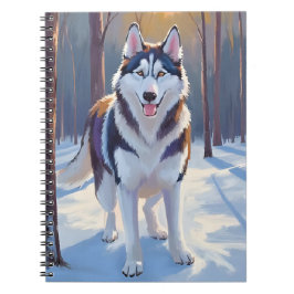 Caderno Espiral Husky | Pintura de Pet de Aquarela de Inverno de C