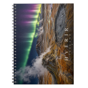 Caderno Espiral Hverir Piscinas de Lama sob as Luzes do Norte