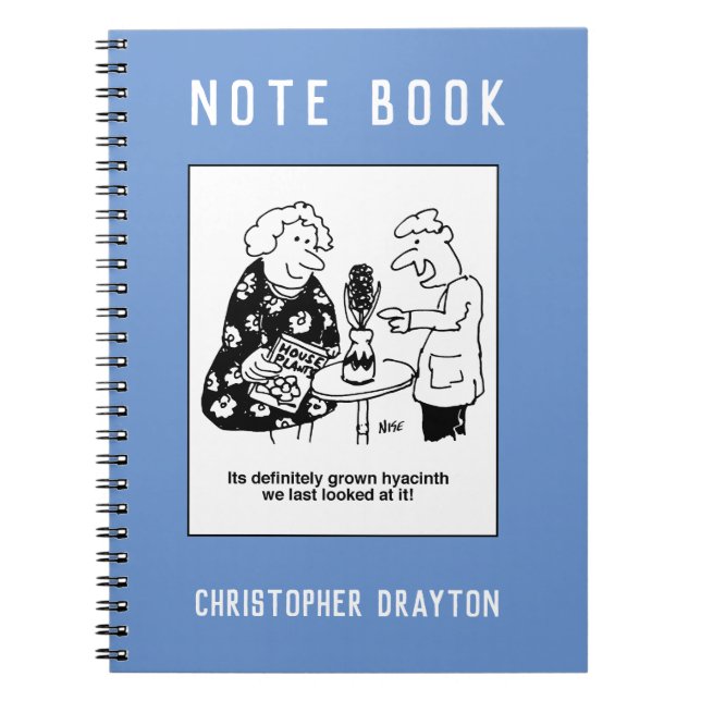 Caderno Espiral Hyacinth House Plant Pun Cartoon (Frente)