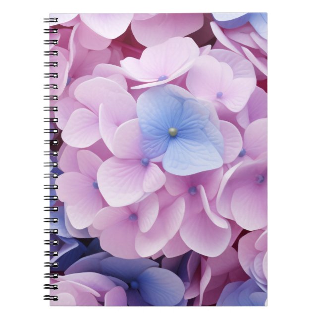 Caderno Espiral Hydrangea Flowers Padrão Sem Costura (Frente)