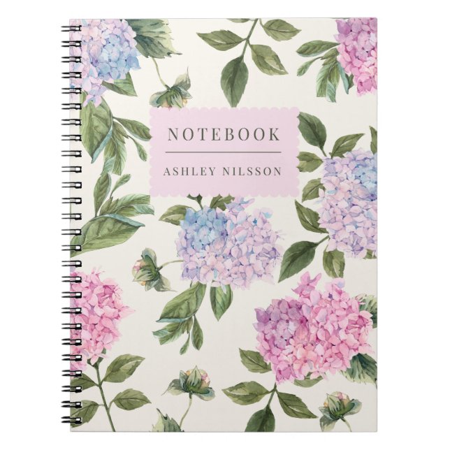Caderno Espiral Hydrangea notebook personalizado (Frente)