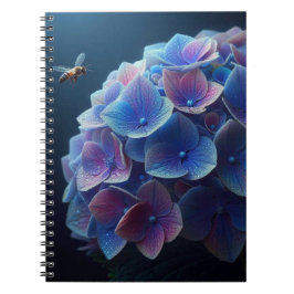 Caderno Espiral Hydrangeas Floral Purple e Blue