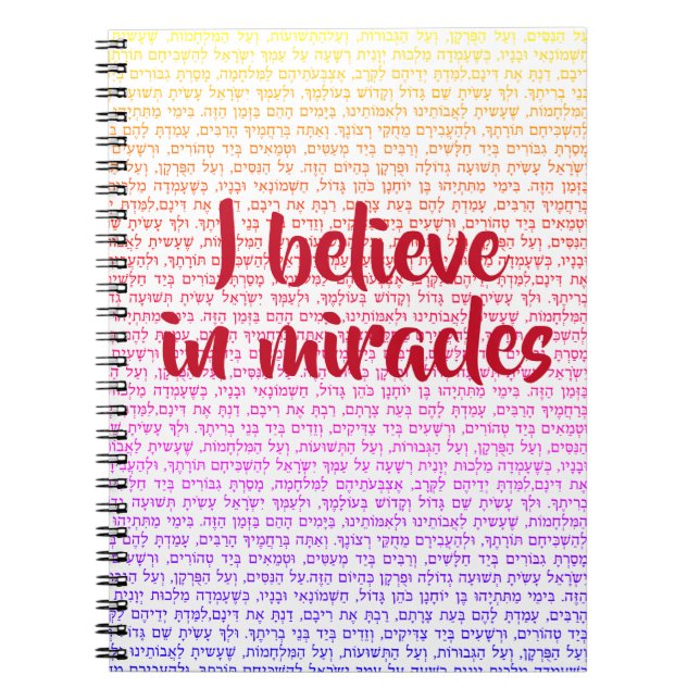 Caderno Espiral I Believe in Miracles Hanukkah (Frente)