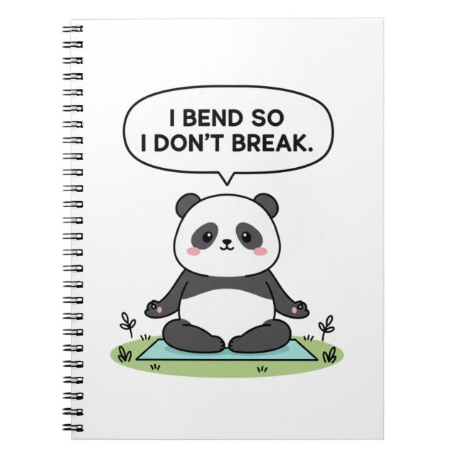 Caderno Espiral “I Bend So I Don’t Break” panda design (Frente)