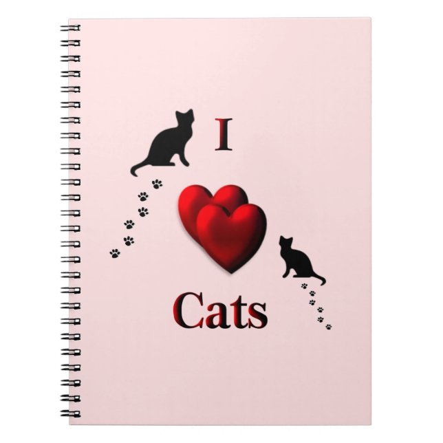 Caderno Espiral I Heart Cats Pink (Frente)