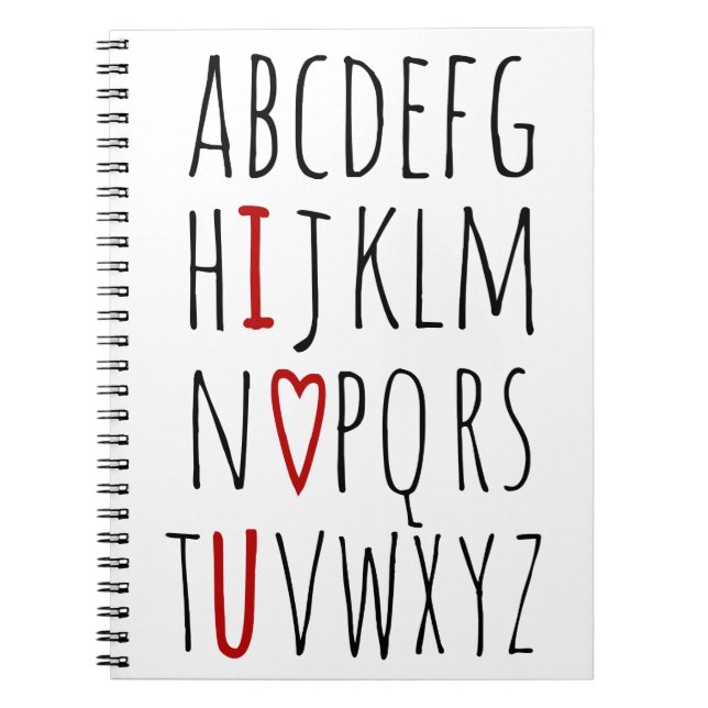 Caderno Espiral I Love (Heart) You Alphabet (Frente)