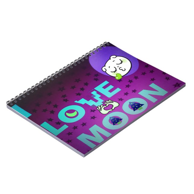 Caderno Espiral "I Love Moon" - Um Design de Arte Celestial Whimsi (Left Side)