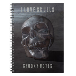 Caderno Espiral I Love Skulls. Spooky Notes. Smiling skull