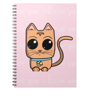 Caderno Espiral I Love You, Cute Caramel Cat Illustration Art Prin