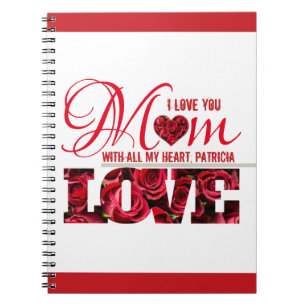 Caderno Espiral I Love You Mom Beautiful & Modern Typography