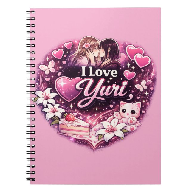 Caderno Espiral I Love Yuri | Kawaii Girls’ Love Anime Aesthetic  (Frente)