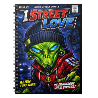 Caderno Espiral I Street Love – Urban Alien Comic Cover Art