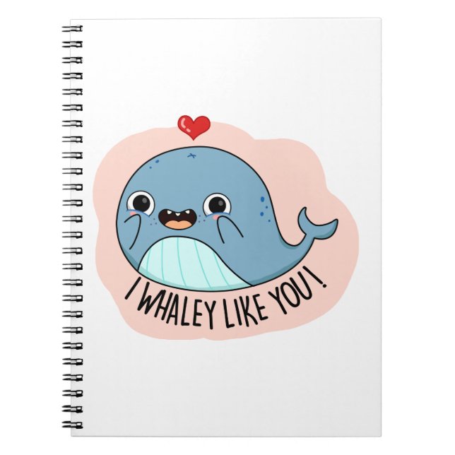 Caderno Espiral I Whaley Like Yu Funny Whale Pun (Frente)