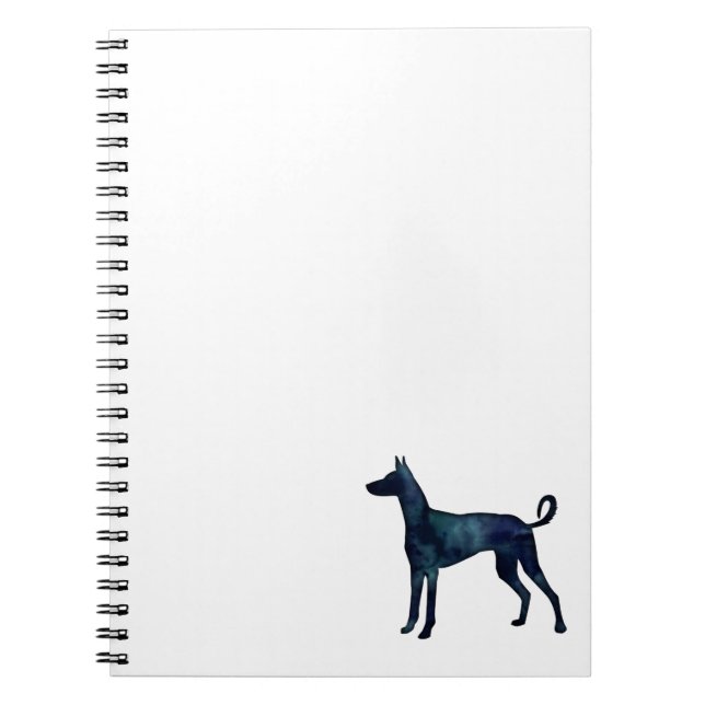 Caderno Espiral Ibizan Hound Dog Black Watercolor (Frente)