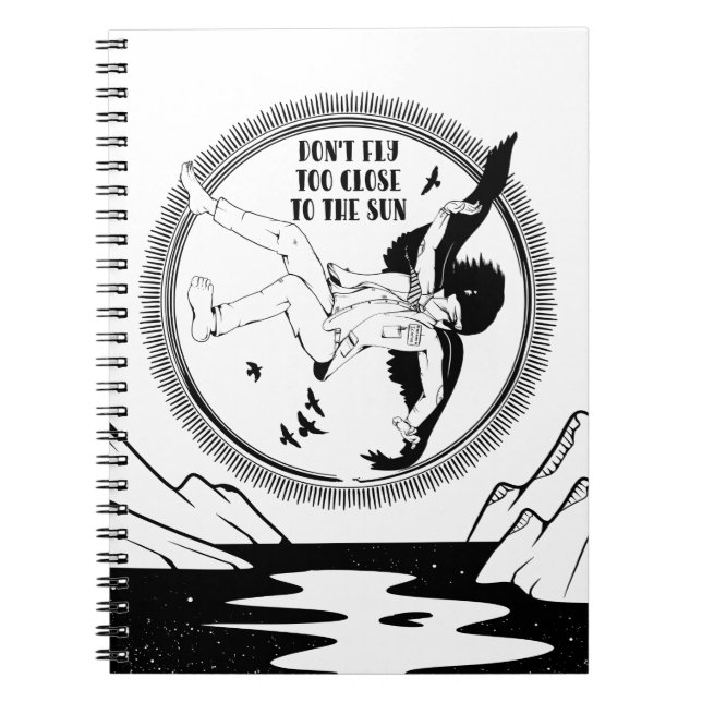 Caderno Espiral Ícaro Preto e branco (Frente)