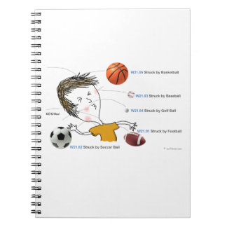 Caderno Espiral ICD-10: W21 golpeado por bolas