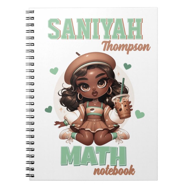 Caderno Espiral Ice Coffee Cutie Brown & Green Girl  (Frente)