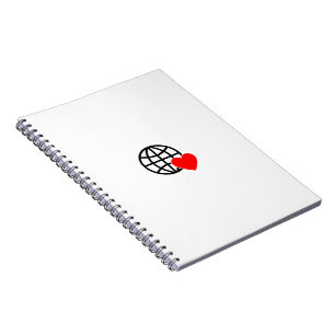 Caderno Espiral Ícone do Globo de Amor Mundial   Coração Terra Des