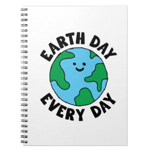 Caderno Espiral Ícone Terra Feliz do Dia a Dia Ecológico da Terra