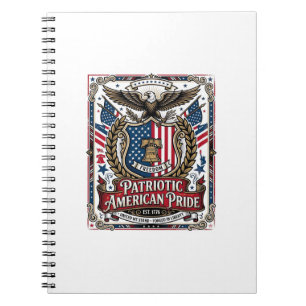Caderno Espiral Ícones e Símbolos da Liberdade do Escudo Patriótic