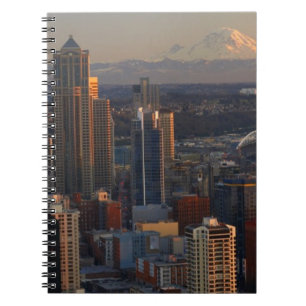 Caderno Espiral Ideia aérea da skyline 2 da cidade de Seattle
