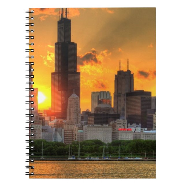 Caderno Espiral Ideia da skyline de Chicago de Adler (Frente)