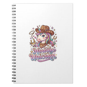 Caderno Espiral Ideia de Presente de Unicórnio Howdy Adesivo e Cam