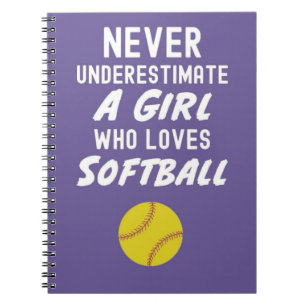 Caderno Espiral Ideias de Presentes de Softbol Cor-de-Rosa para Cr