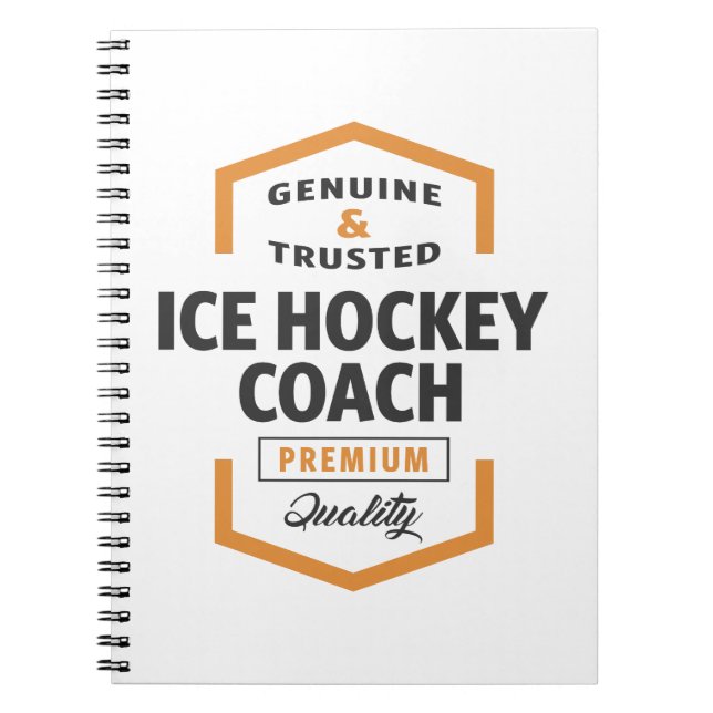 Caderno Espiral Ideias do Ice Hockey Coach Logo. (Frente)