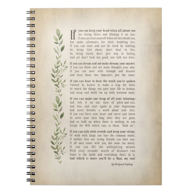 Caderno Espiral IF, poema inspirado de Rudyard Kipling (Frente)