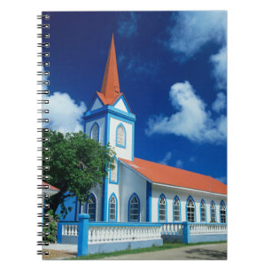 Caderno Espiral Igreja Colorida na ilha de Tahaa, na