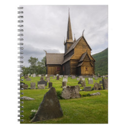 Caderno Espiral Igreja do Stave com o cemitério em Noruega