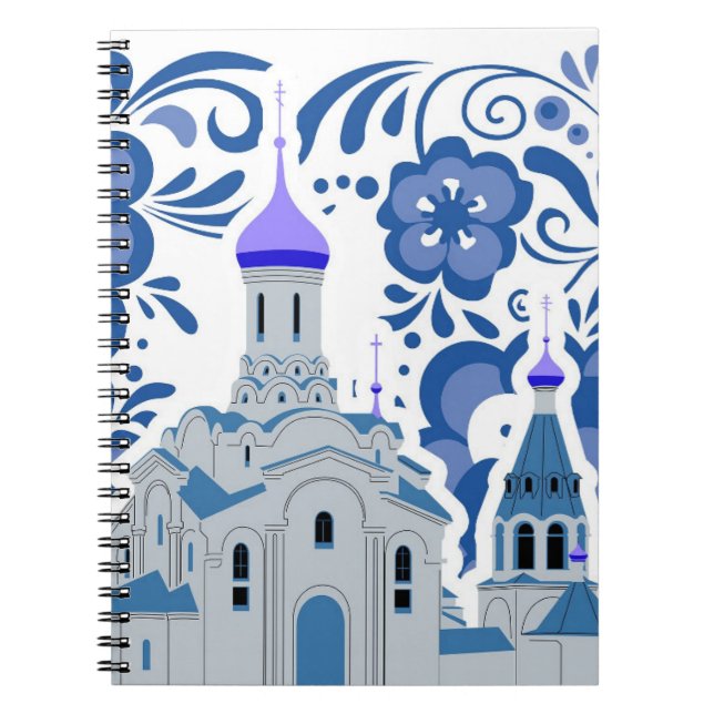 Caderno Espiral Igrejas Ucranianas de Kiev Blue e White Posta (Frente)