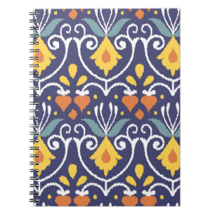 Caderno Espiral Ikat artesanal: Tecido de Boho Étnico
