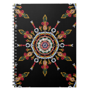 Caderno Espiral Ikat Damask Red Green Vintage