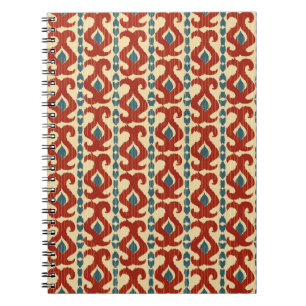 Caderno Espiral Ikat Elegance: Design de padrões sem costura.