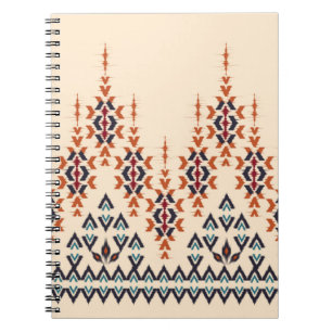 Caderno Espiral Ikat étnico abstrato bela arte. Ikat perfeito