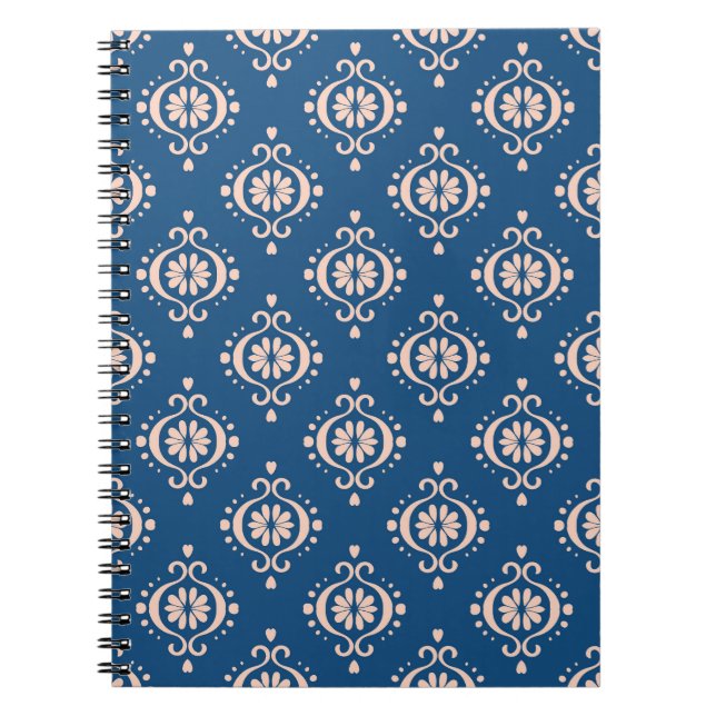 Caderno Espiral Ikat Geométrico Folklore Damask Ornament (Frente)