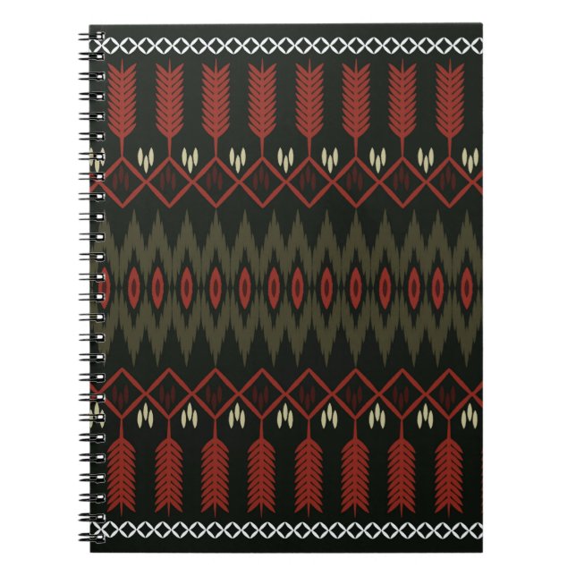 Caderno Espiral ikat Pattern. Encaminhamento geométrico sem costur (Frente)