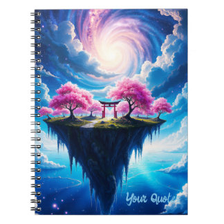 Caderno Espiral Ilha Flutuante Arte Sakura