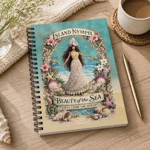 Caderno Espiral Ilha Ninfa Arte Fantasia Espiritual Tropical Oceân
