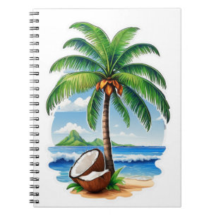 Caderno Espiral Ilha Tropical de Árvore de Coco