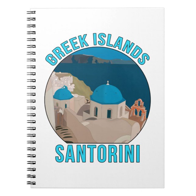 Caderno Espiral Ilhas gregas Santorini (Frente)