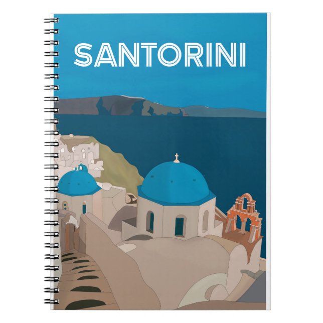 Caderno Espiral Ilhas gregas Santorini (Frente)