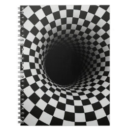 Caderno Espiral Ilusão Óptica de Túnel Preto e Branco
