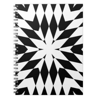 Caderno Espiral Ilusão Óptica Geométrica Moderna em Preto e Branco