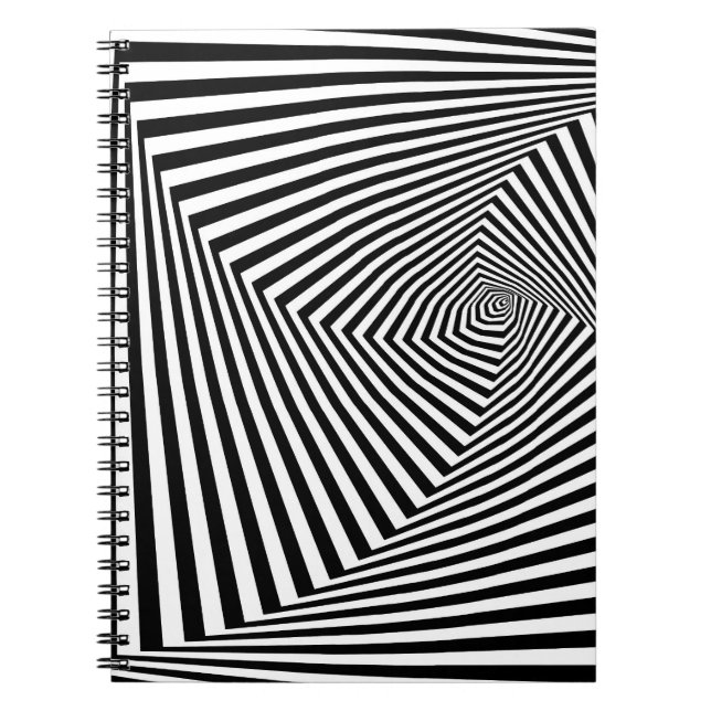 Caderno Espiral Ilusões Ópticas: Abstrato Geométrico em Striped. (Frente)