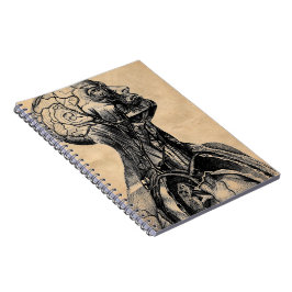 Caderno Espiral Ilustração anatômica do vintage da parte superior