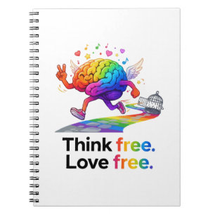 Caderno Espiral Ilustração Arco-íris Saúde Mental Liberdade Cérebr
